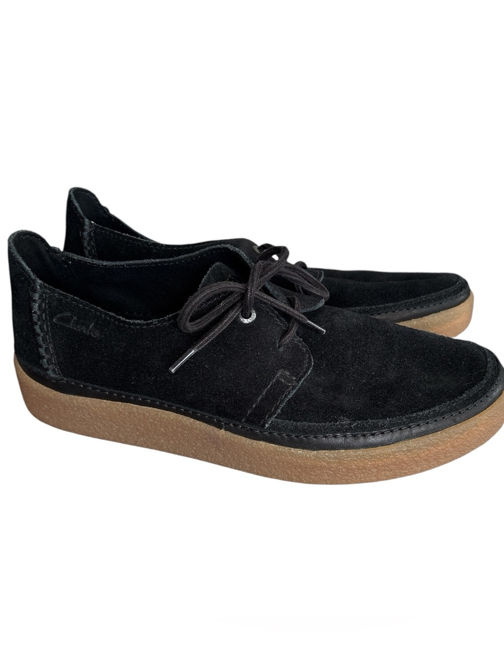 Clarks Oakpark Lace Men’s 10.5 .Suede Lace-Up Oxford Shoes with Brown Crepe Gum